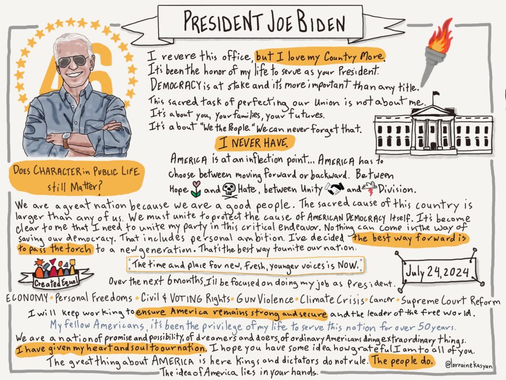 Sketchnote of President Biden's Speech